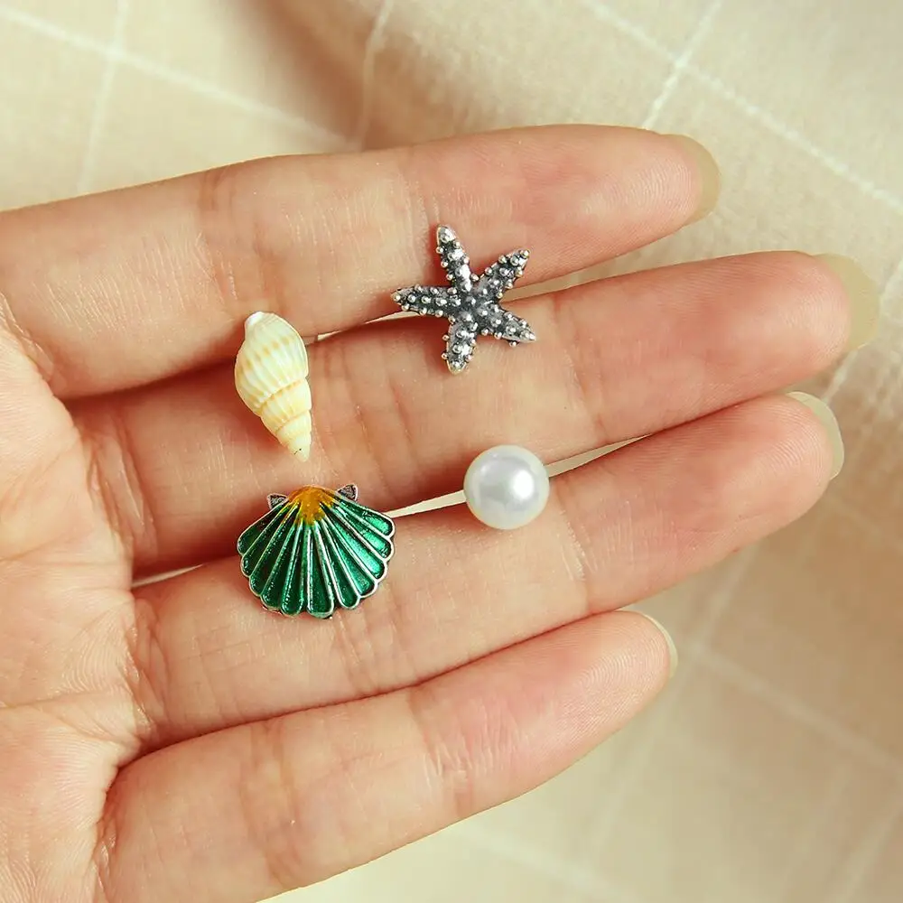 

Lovely Starfish Shell Pearl Stud Earring Set Brincos Sea Beach Fashion Jewelry for Women Ear Ring Gifts boucle d'oreille