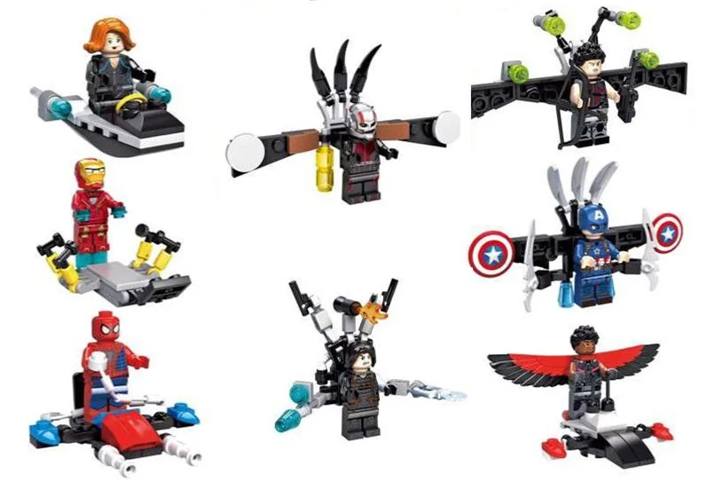 

8PCS SY296 Super Hero Figure Avengers Ant-man Falcon Spiderman Captain America Building Blocks Sets Model Bricks Toys