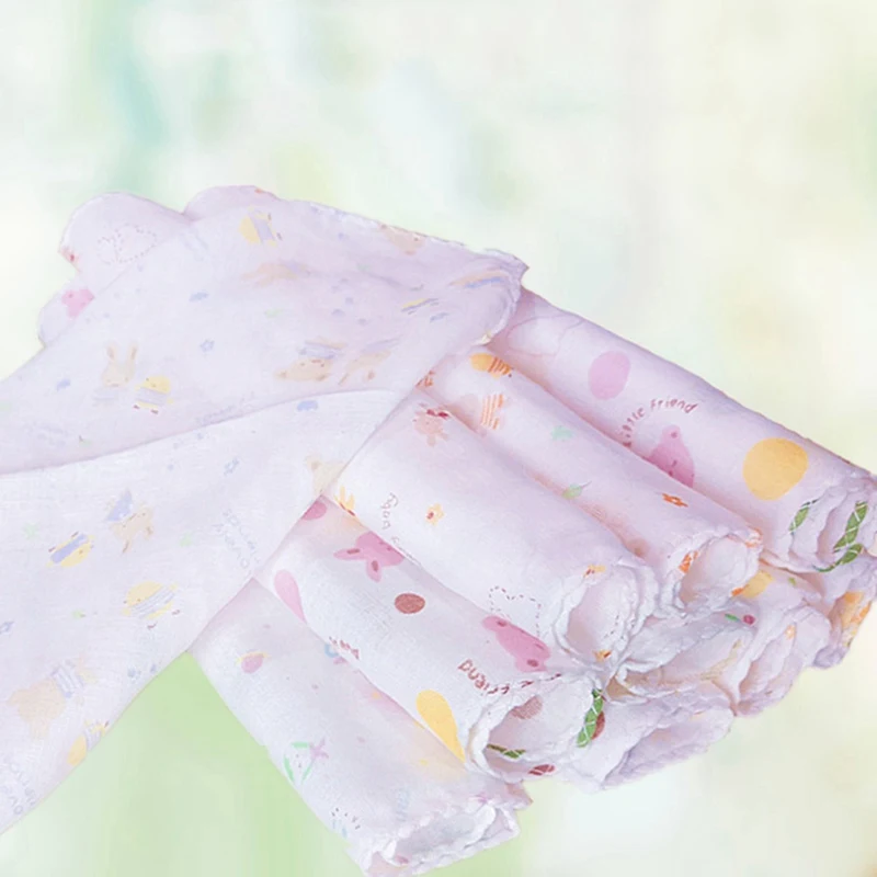 Цвет случайный 1 шт. 100% хлопковое газовое новорожденных мультфильм уход за кожей