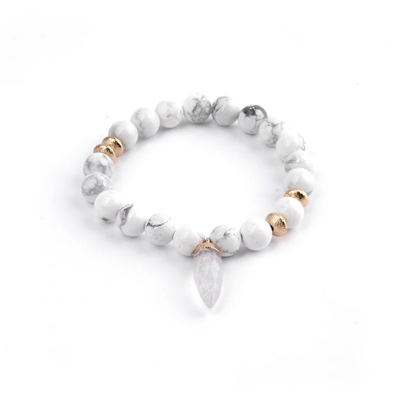 BOJIU Белый Howlite смешанный Ag. Цветные бусины плоские медные женские повседневные