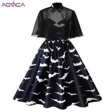 Aovica Хэллоуин 4XL 3XL размера плюс платье с принтом летучей мыши женские вечерние платья в стиле панк платье с бантом в готическом стиле Одежда для свинга Vestidos