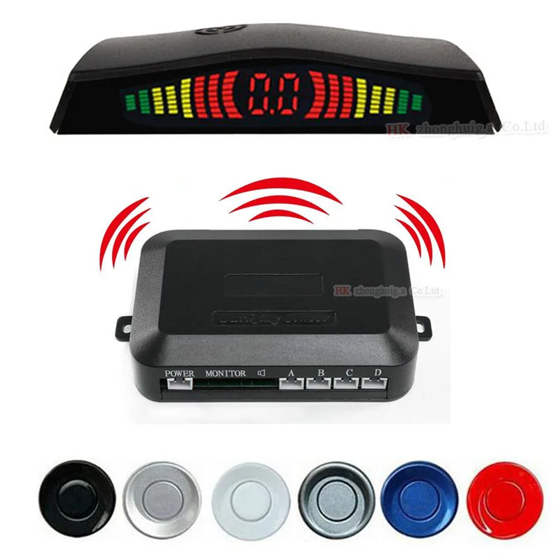 Wireless LED Display Parking Sensor Kit 4 Sensors Auto Car Reverse