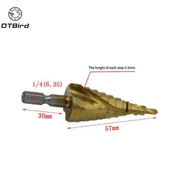 1 шт. Hex Титан шаг конуса сверло 4-22 мм отверстие резак HSS 4241 для лист металлообрабатывающей дерево бурения высокое качество Мощность