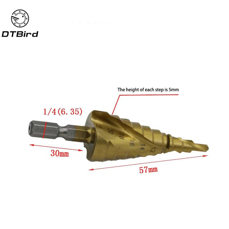 

1PC Hex Titanium Step Cone Drill Bit 4-22MM Hole Cutter HSS 4241 For Sheet Metalworking Wood Drilling High Quality Power Tools