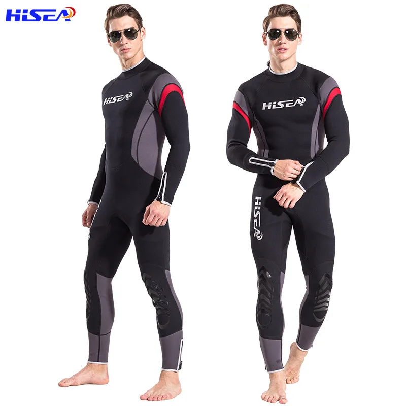 Новейший мужской неопреновый гидрокостюм Hisea для подводного плавания 2,5 мм, гидрокостюм для серфинга, триатлона, цельный гидрокостюм для мужчин