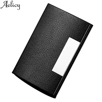 

Aelicy Hot High Grade Leather Business Card Holder Card Name ID Credit Card Wallet stainless steel Card Case for Men Women