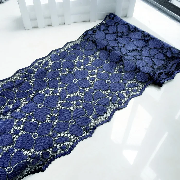 23CM Wide Stretch Elastic Lace Dark Blue Color guipure lace Fabrics High Quality Free Shipping | Дом и сад