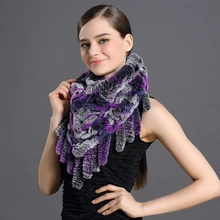 100 Real Fur Scarf For Womens Winter Ladies Scarves With Tassel Rex Rabbit Fur Knitting Women