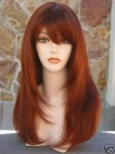 

free shipping New Long Copper Brown Cosplay Fashion Wig Harajuku Style Wig