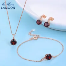 Ламон натуральный красный гранат 925-Стерлинговое серебро серьги+ ожерелье+ браслет Ювелирные наборы S925 ювелирные изделия для женщин V014-3