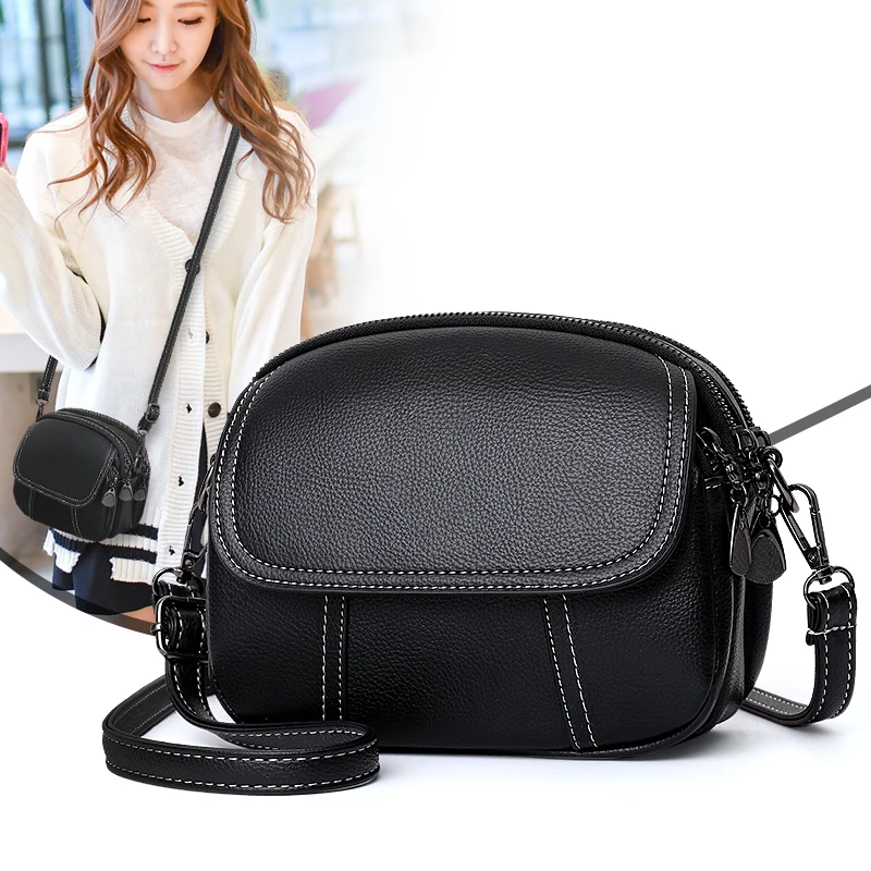 

Women mini Crossbody Bag Now Double Zipper Flap Woman Soft PU Leather Shoulder Bag Small handbags messenger bolsas feminina bags