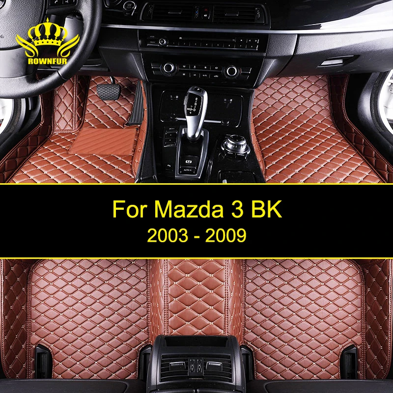

New Car Floor Mats For Mazda 3 BK Custom Fit Most Cars Front Back Model Artificial Leather Carpet Mats Protect Interior Car Mats