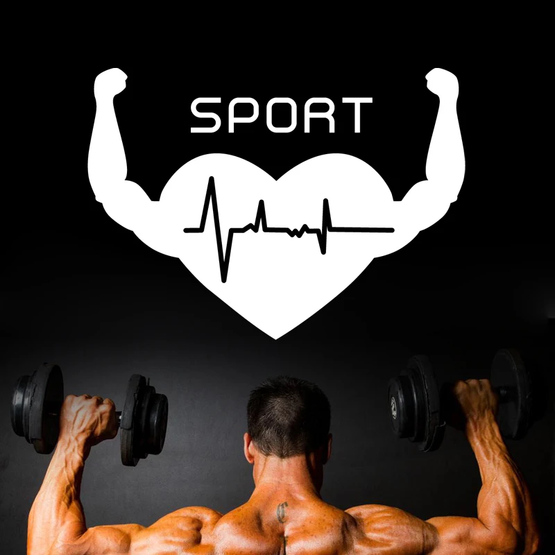 Gym Sticker Fitness Arm Heart Crossfit Muscle Decal Body-building Posters Vinyl Wall Decals Parede Decor Gym Sticker JSL051
