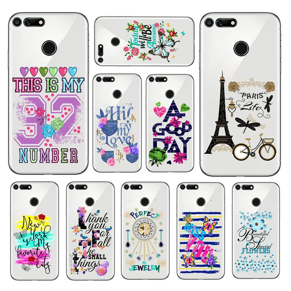 Floral Eiffel Tower Pattern Silicone Case Soft TPU Shockproof For Huawei Honor 9 9i 9Lite 10 Lite |