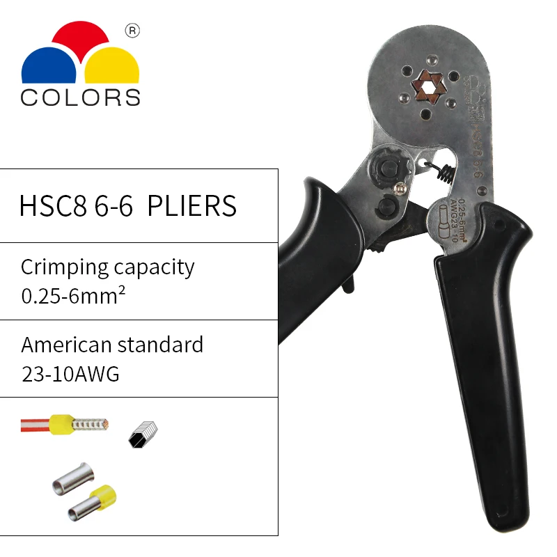 HSC8 6-4 0,25-10mm2 23-7 AWG клещи для опрессовки HSC8 6-6A 0,25-6mm2 мини круглый нос плоскогубцы трубки иглы терминалы обжимной инструмент