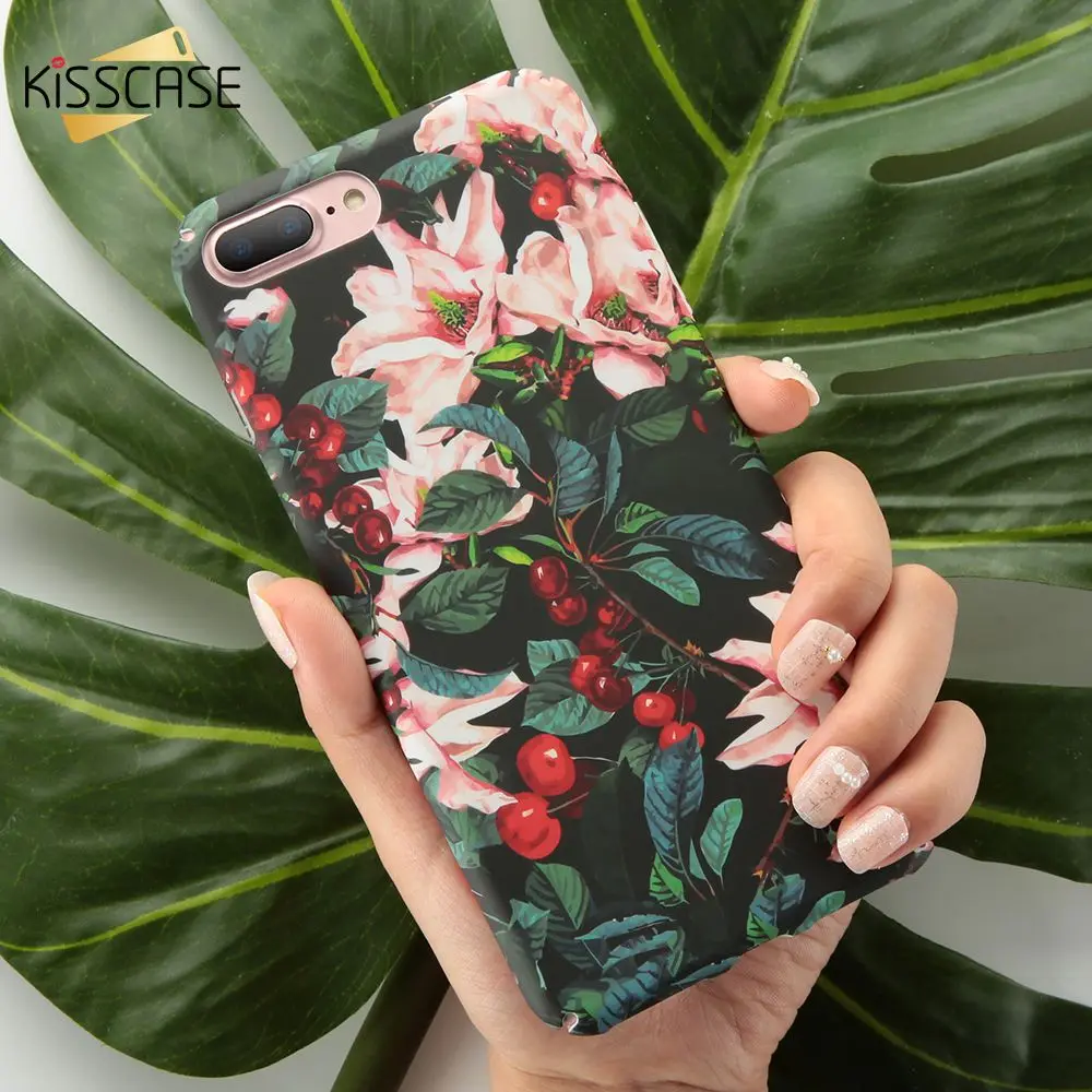 

KISSCASE Flower Leaf Case For iPhone 7 8 XS 11 X 6 6 s Fashion Case For iPhone XR 6s plus 8 Plus 7 plus XS MAX 8 7 Coque Fundas