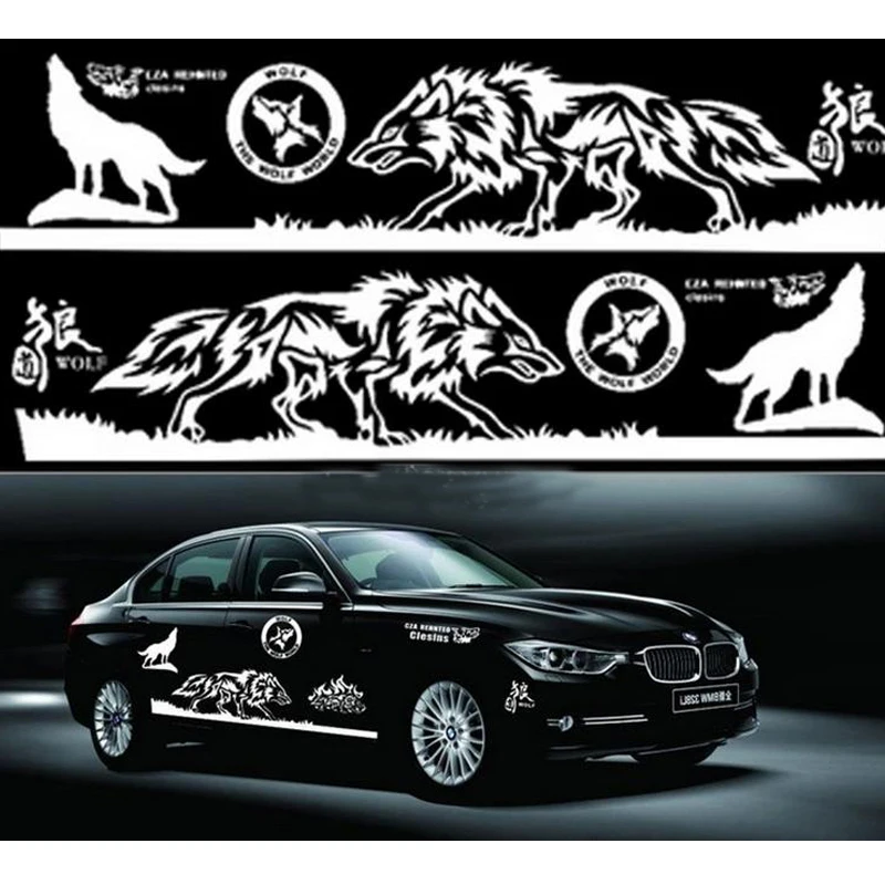 1 Set Car Styling Fiercely Wolf Totem Car Sticker Auto Body Side Wolf