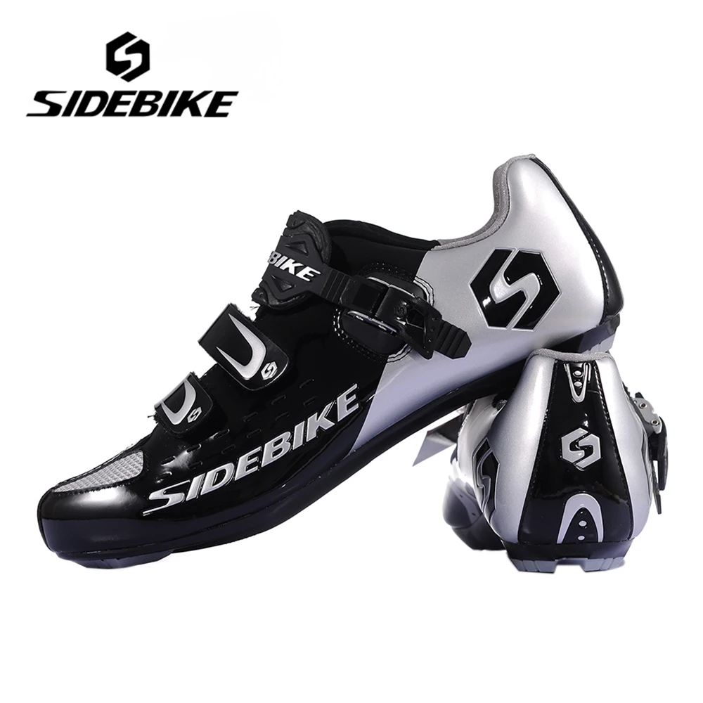 SIDEBIKE мужской Для женщин дышащие спортивные кроссовки для велоспорта обувь Велосипедный спорт обувь шоссейный велосипед самозапирающийся кроссовки для бега, белый - Цвет: Черный