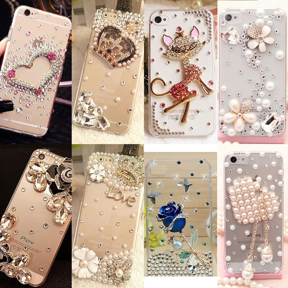 

Rhinestone Cover For Samsung S6 S7 edge S8 Plus Note5 Luxury Bling Big Crown Shell Hard Phone Case For iPhone 5 6 6S 7 Plus