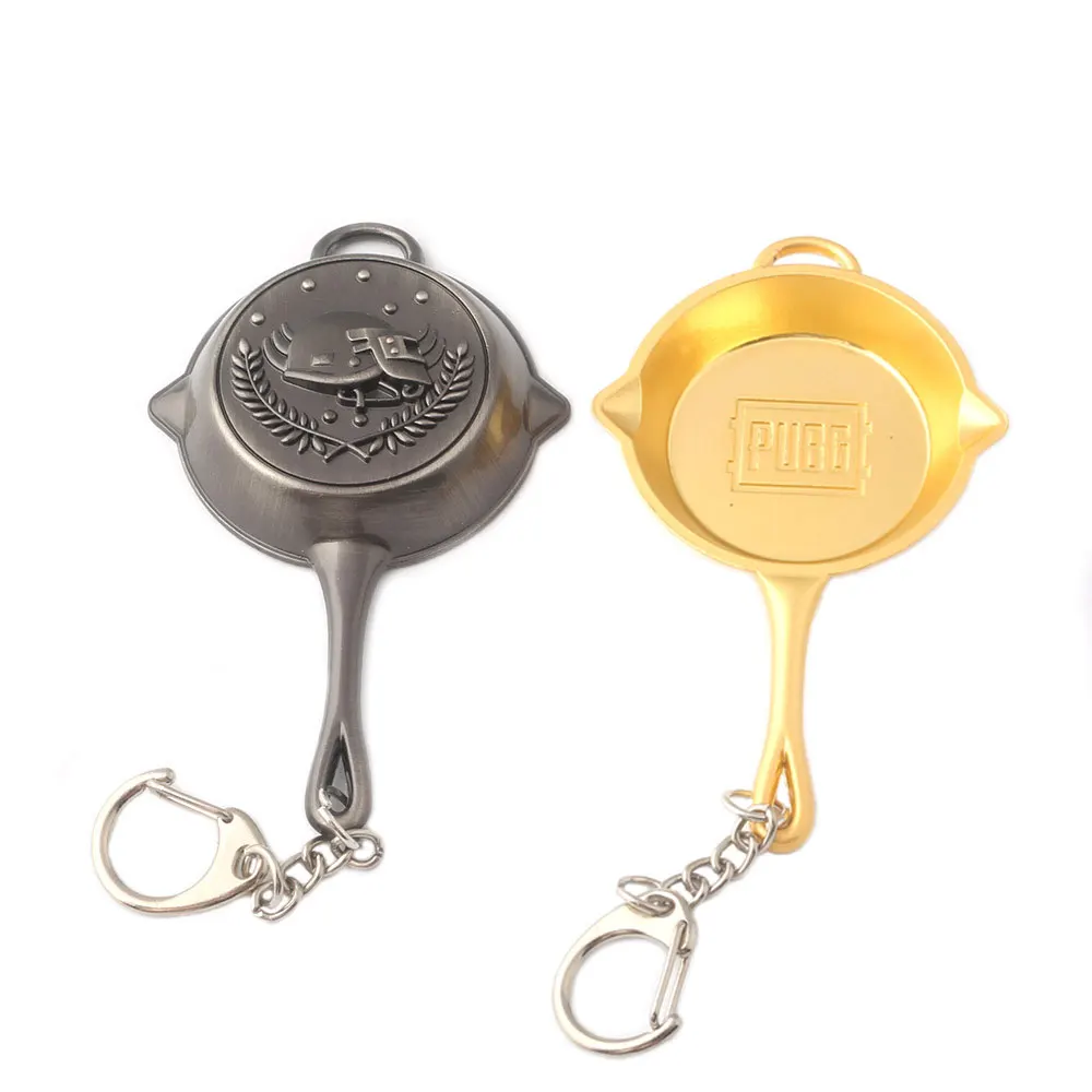 

PUBG Frying Pan Keychain Hot Game Playerunknown's Battlegrounds Key Chain Special-Forces Level 3 Helmet Pan Logo Keyring Jewelry