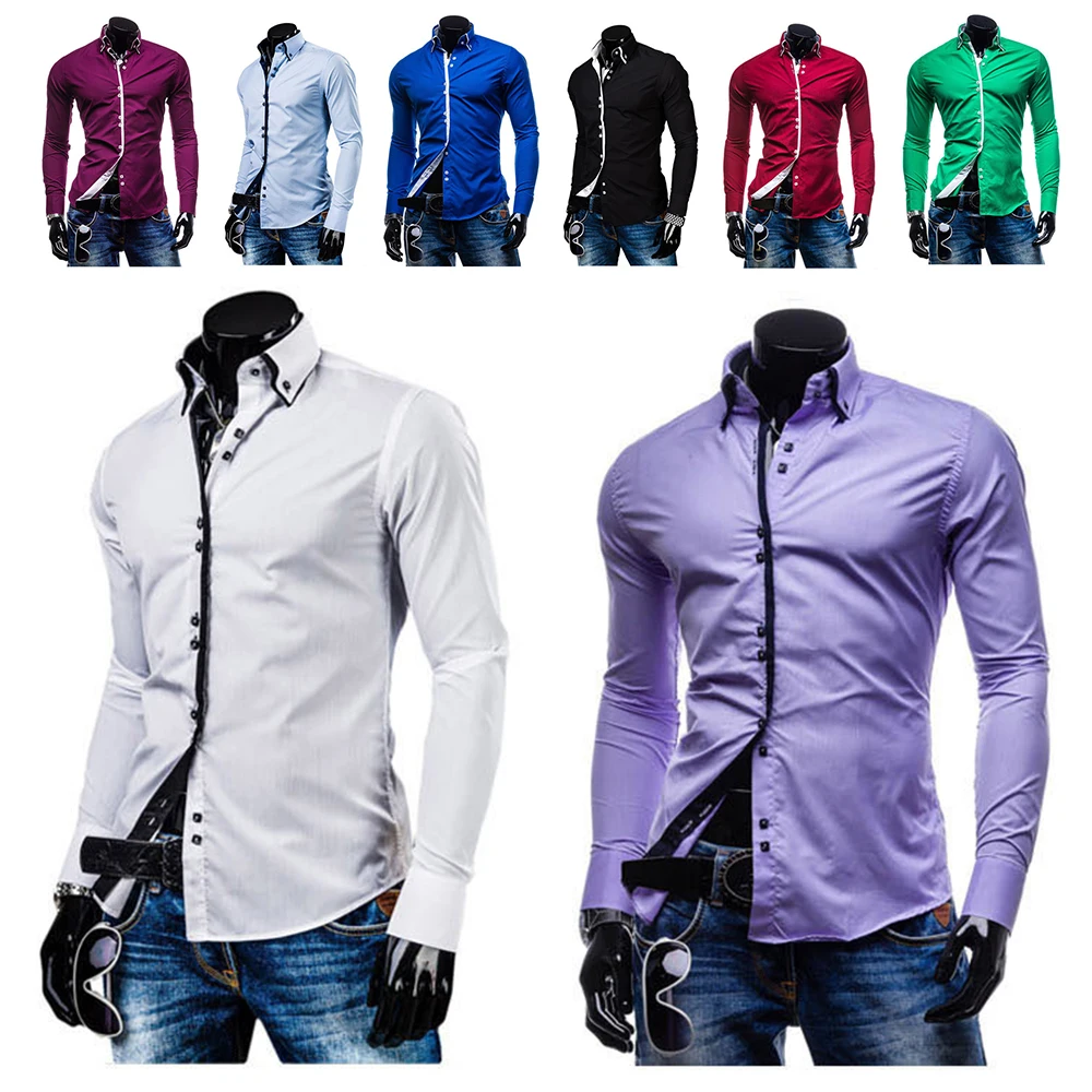 2018 новый модный бренд Camisa Masculina рубашка с длинными рукавами модные мужские