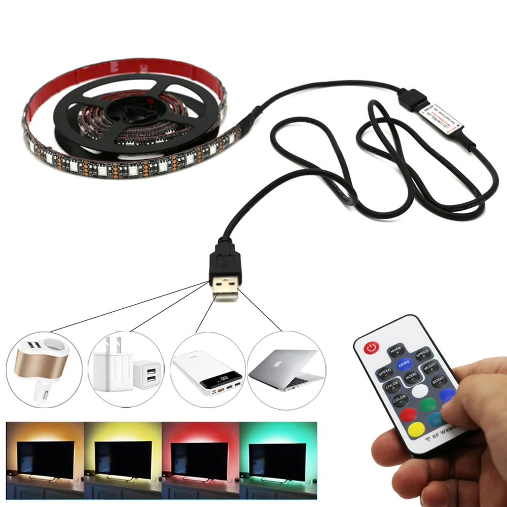 DC5V USB RGB светодиодный SMD5050 гибкий светильник лампы светодиодный светильник ТВ фоновый светильник ing клейкая лента 50 см 1 м 2 м RGB пульт дистанционного управления