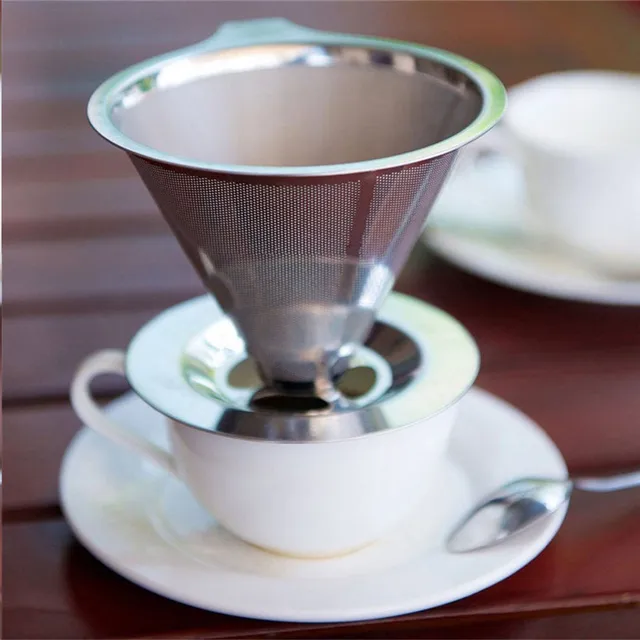 Best Price Stainless Steel Pour Over Coffee Dripper Double Layer Mesh Filter Cup Stand /h
