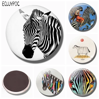 

Zebra 30 MM Fridge Magnet Cute Animal Children Gift Glass Cabochon Magnetic Refrigerator Stickers Note Holder Home Decoration