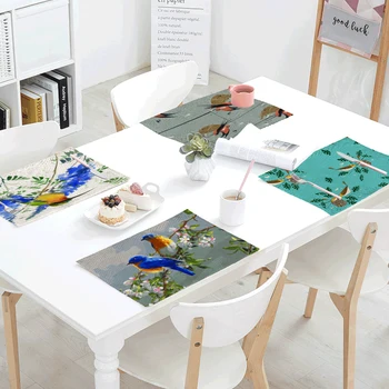 

Spring Bird Table Napkin Bird Nest Hummingbird Pattern 42*32cm Linen Material Tablecloth Tableware Decoration Creative Placemat