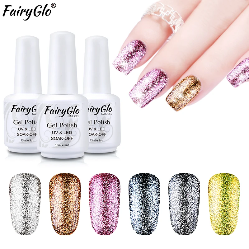 

FairyGlo Nail Gel 15ml Glitter Bling Gel Nail Polish UV LED Paint Gellak Platinum Gelpolish Gel Varnish Stamping Ink Nail Art