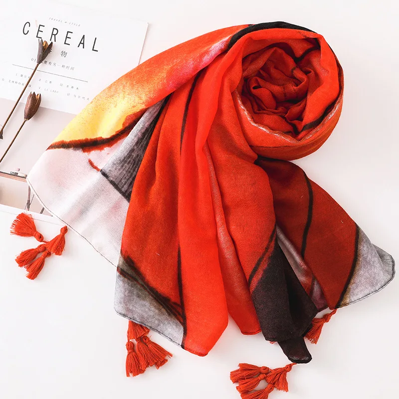 

Yishine 180*100CM New Patchwork Color Prints with Tassel Scarf Shawls for Women Girl Summer Wraps Scarves Beach Shawl for Ladies