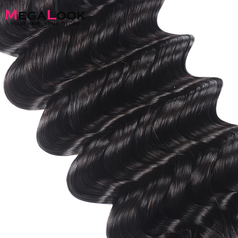 3 Deep Wave Bundles with closure Brazilian Double Drawn Virgin Hair Bundles Unprocessed Weave 100% Human Hair Extension