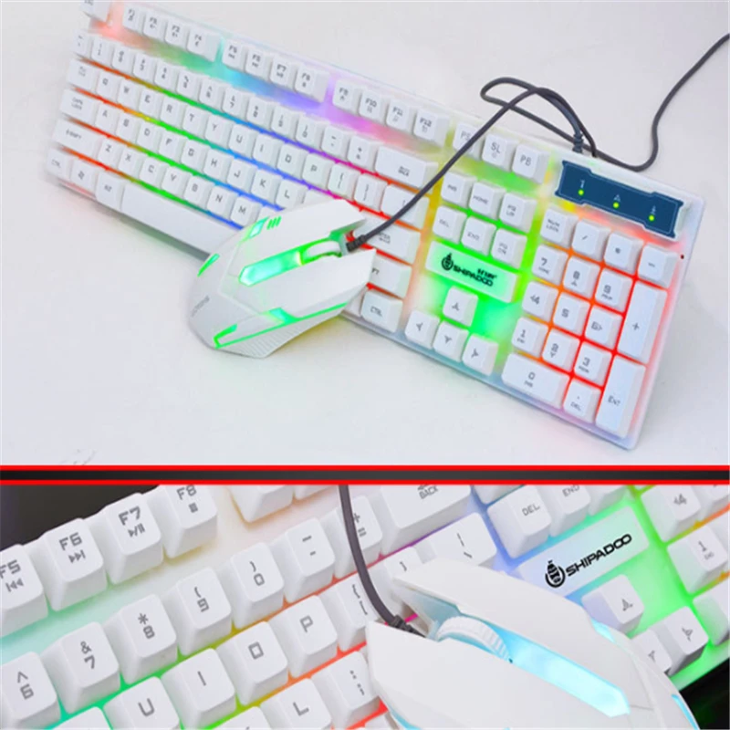 KuWFi Защита окружающей среды-приятная подсветка компьютерная мышь и клавиатура набора Интернет cafe игра офиса световой клавиатуры USB кабель keyb