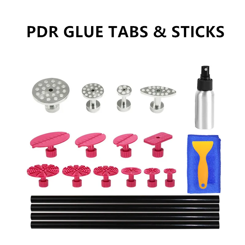 

WEYHAA PDR Tools two Kinds Puller Tabs & 4pcs Glue Sticks Car Dent Repair Tool Set Paintless Dent Repair Hand Tool Kit