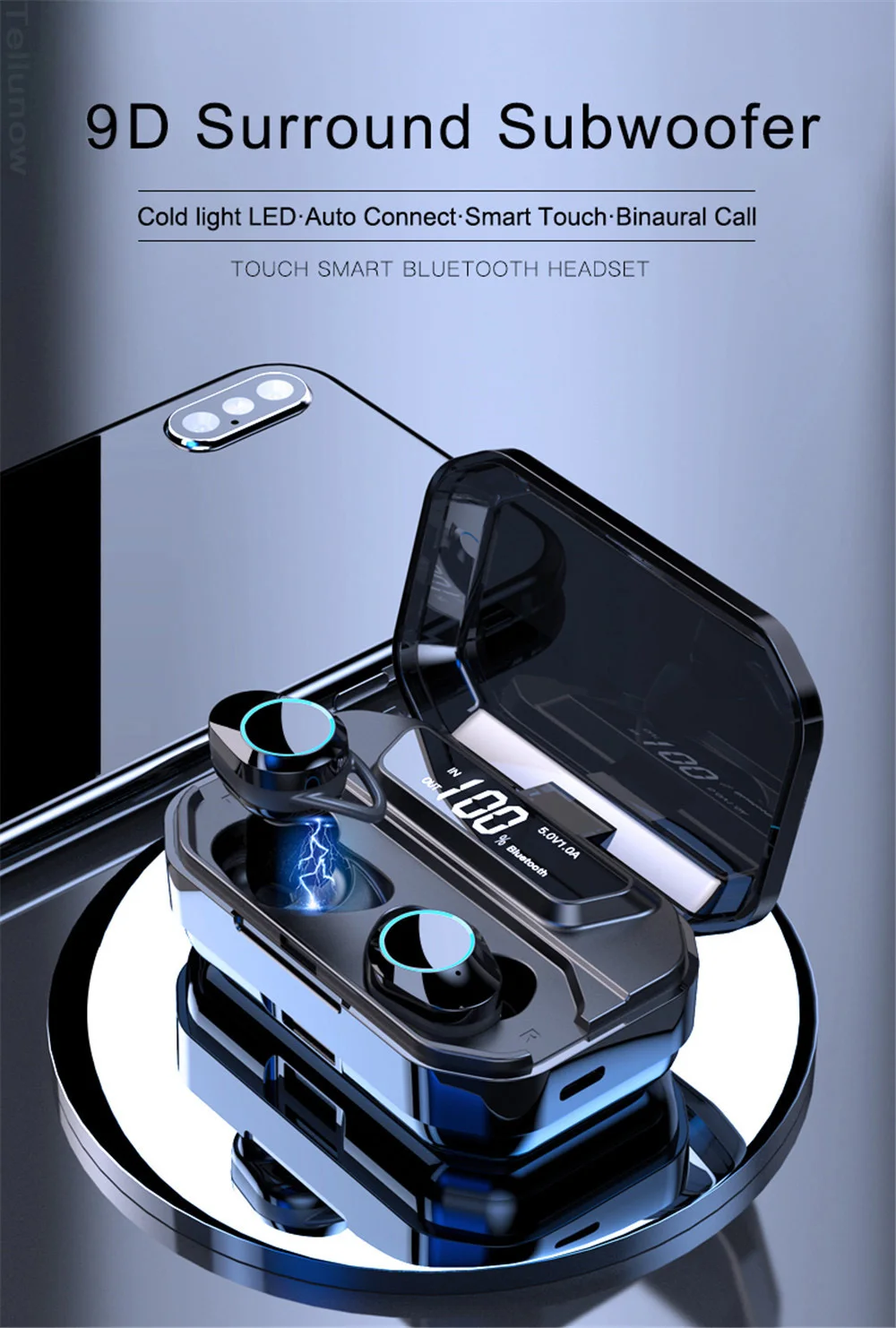 Nasin TWS Bluetooth 5,0 стерео беспроводные наушники IPX7 Водонепроницаемая гарнитура Спорт 3300 мАч умный светодиодный дисплей батареи для хранения