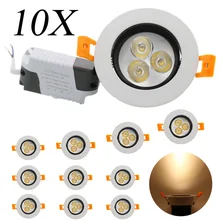 10X потолочный светильник, встраиваемый потолочный прожектор для стен, Новое поступление, 3 Вт, AC85-265V светодиодный светильник, точечный светильник, панель, Светодиодный драйвер для дома