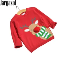 Jargazol/свитера для мальчиков и девочек зима г.; одежда для малышей с оленем; Детский Рождественский свитер с вышивкой; топы для девочек