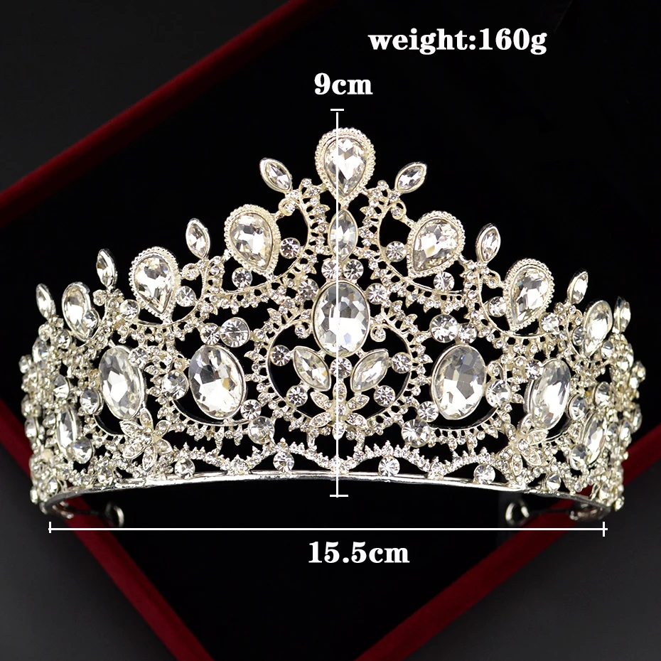  European Style Aristocratic Bride Wedding Crystal Crown Popular Inlaid Rhinestone Princess Hair Acc