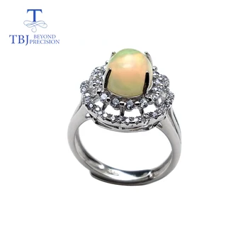 

TBJ,100% Natural Ethiopia opal oval 8*10mm 2.8ct gemstone ring in 925 sterling silver precious stone jewelry with gift box.