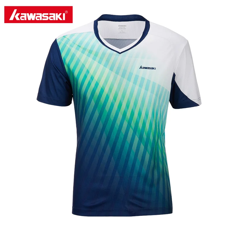 

Kawasaki Sportswear 100% Polyester Badminton Sports Men Shirt V-Neck Breathable Sweat Shorts T-shirts For Men ST-T1012