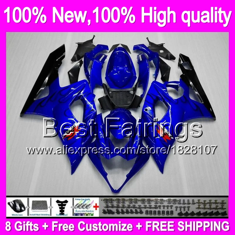 Fairing For SUZUKI GSXR1000 05 06 GSX R1000 88B9 Black flames GSX-R1000 GSXR-1000 Blue blk 05-06 K5 GSXR 1000 2005 2006 +Decal 06-gsxr-1000-fairings : image Fairing For SUZUKI GSXR1000 05 06 GSX R1000 88B9 Black flames GSX-R1000 GSXR-1000 Blue blk 05-06 K5 GSXR 1000 2005 2006 +Decal 06-gsxr-1000-fairings