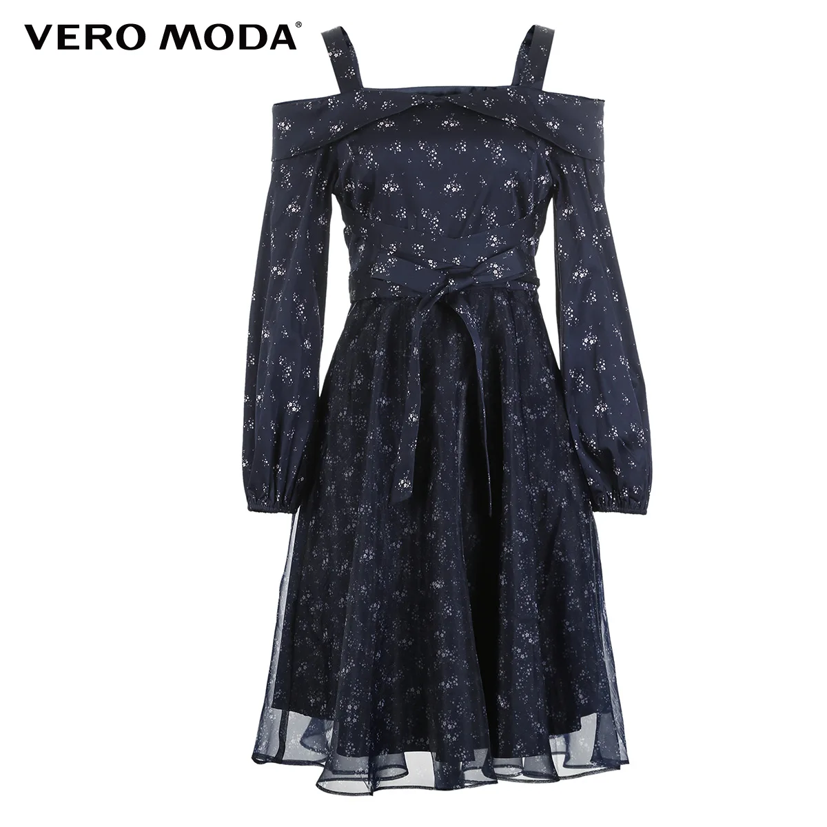 Vero Moda платье женское сшитое платье с принтом и ремнем с открытыми плечами | 31827D521