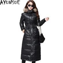 AYUNSUE X-long зимнее пуховое пальто для женщин, зимнее пальто, толстые теплые белые пуховики на утином пуху, куртки размера плюс 4XL, Jaqueta Feminina Inverno ST246