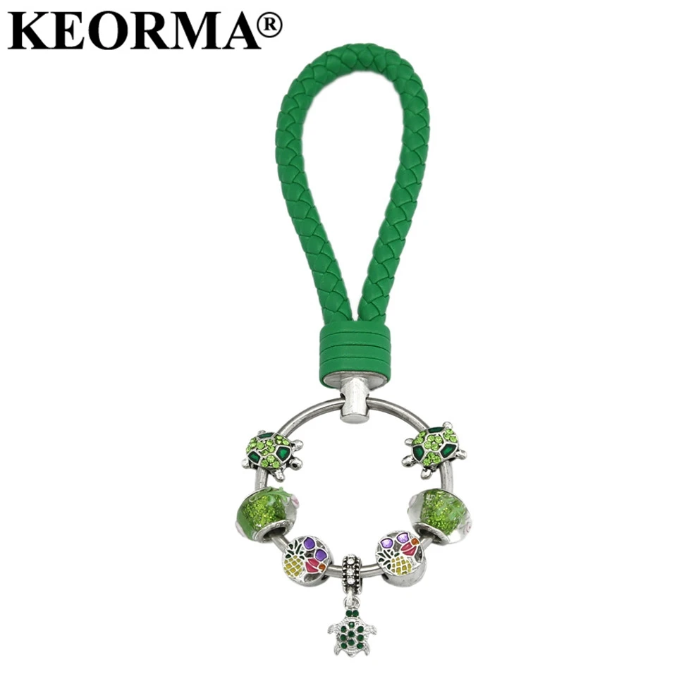 

KEORMA Key Chain Holder For Car Green Turtle Pendant Keychain Fashion PU Leather Ladies Dress Handbag Wallet Jewelry YK034