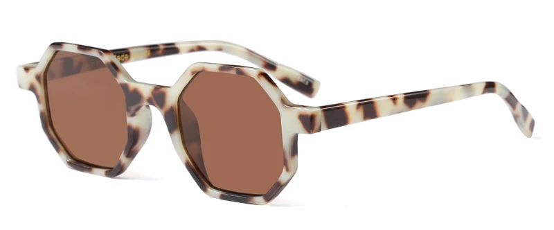 Peekaboo, восьмиугольные солнцезащитные очки, женские, фирменный дизайн, Ретро стиль, полигон, черные, коричневые, красные, маленькие солнцезащитные очки, женские, мужские, uv400 - Цвет линз: leopard