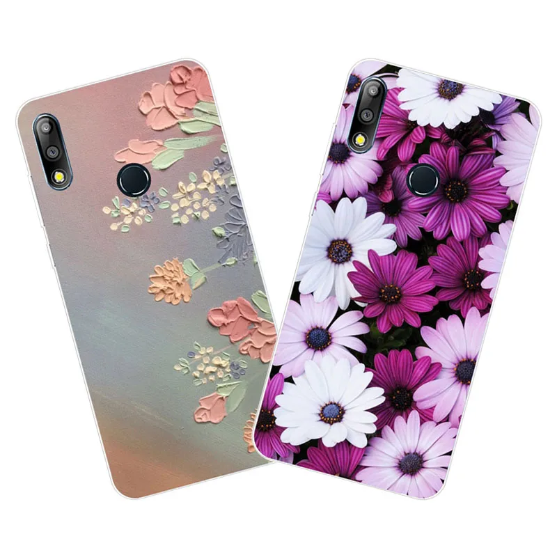 

for asus zenfone max Pro m2 zb631kl Case,Silicon Colorful flowers Painting Soft TPU Back Cover for asus zb631kl cases shell