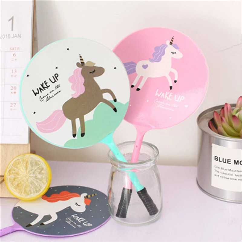 

4 Pcs hot Korea Creative Unicorn Fan Pen Ballpoint Pen Office Stationery Children Gift Animal Picture Stationery School Supplies