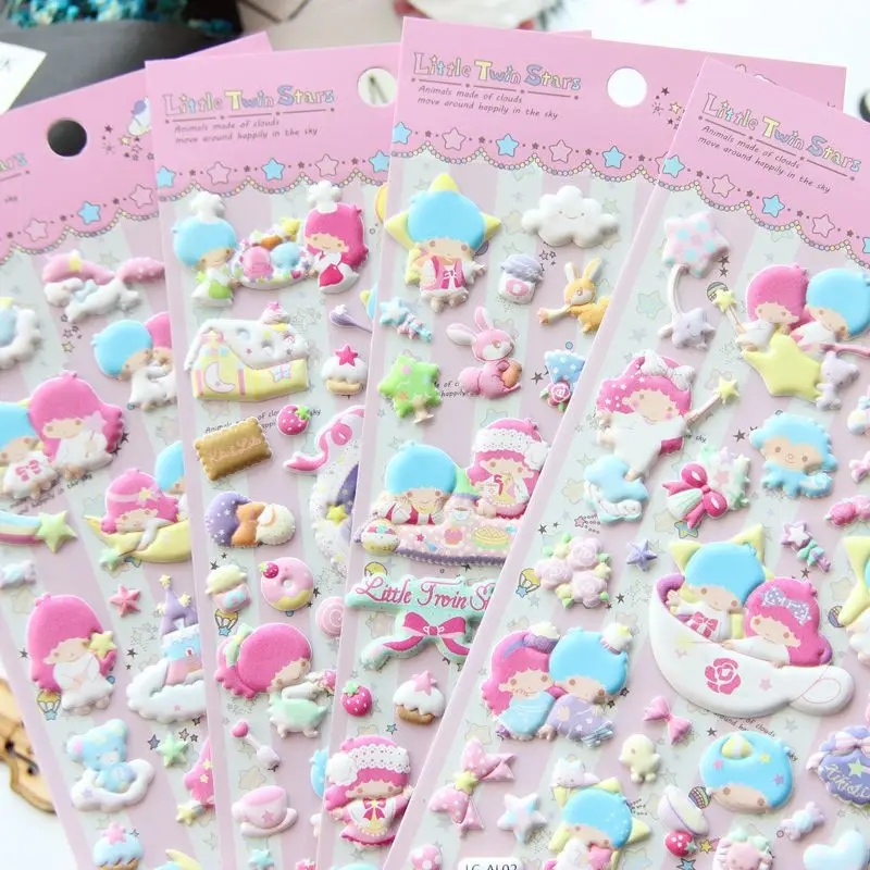 

1 Sheet Litter Twin Star Bubble DIY Stickers Decorative Scrapbooking Diary Album Stick Label Kids Gift Student School Supply