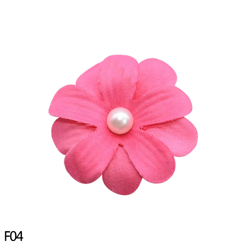 20pcs 4.5cm Silk Petals Artificial Cherry Flower Heads for Wedding Home Decoration Festival Party Fake Pearl Beaded Rose Flowers