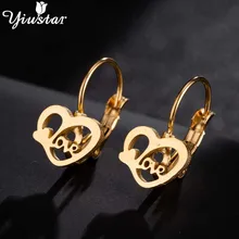 Yiustar милые серьги в форме сердца для женщин девочек детские ювелирные изделия романтические серьги-гвоздики любовь сердце серьги